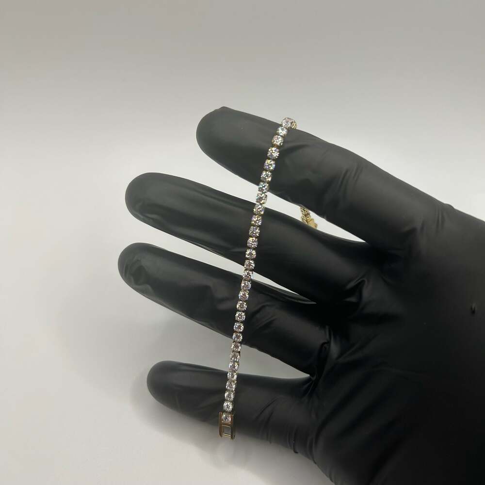 3mm Moissanite Gold Tennis Bracelet Womens 6.5 Inch VVS1 No Pass Waterproof
